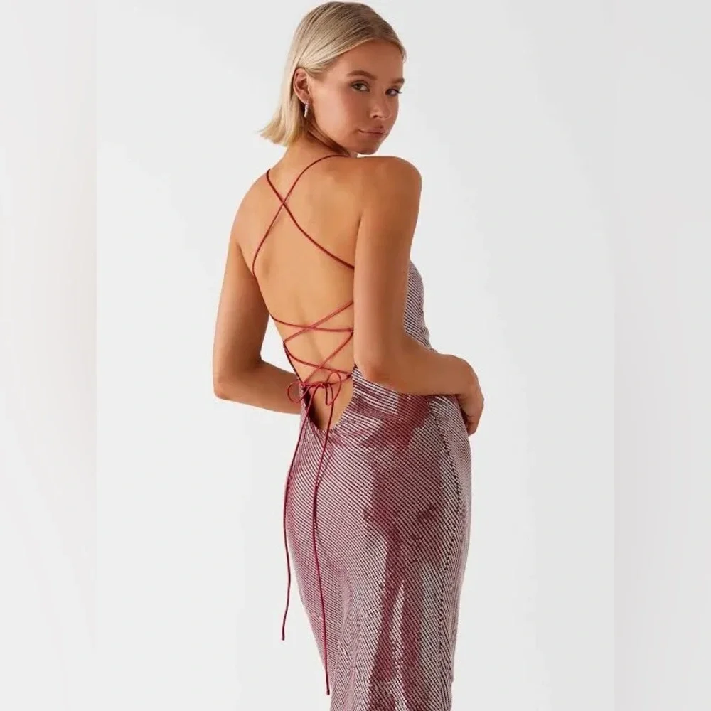 Peppermayo - Jada Sequin Maxi Dress - Red - Picture 4 of 4